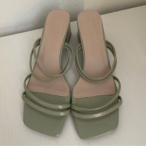 Light green strappy block heel shoes size 38